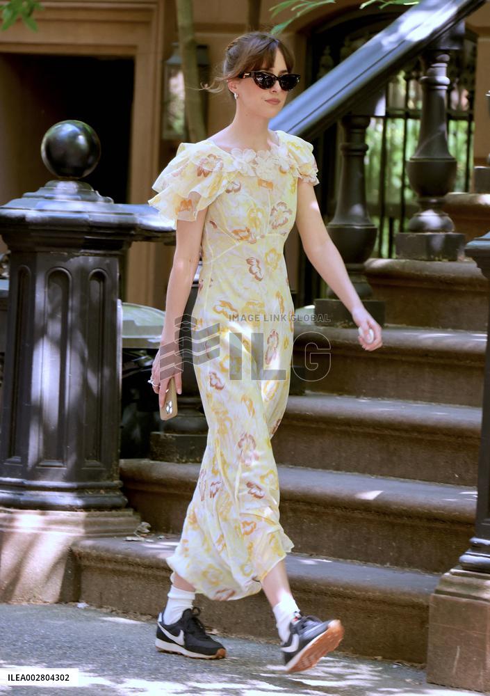 Dakota Johnson on set in New York