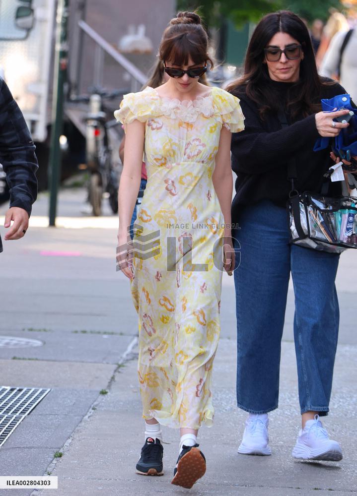 Dakota Johnson on set in New York