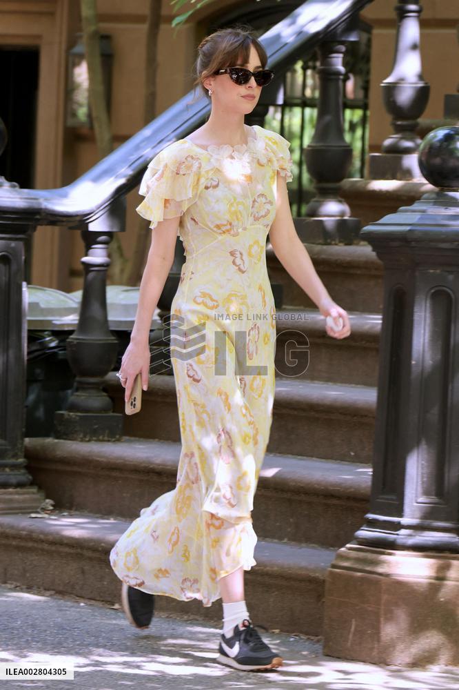 Dakota Johnson on set in New York