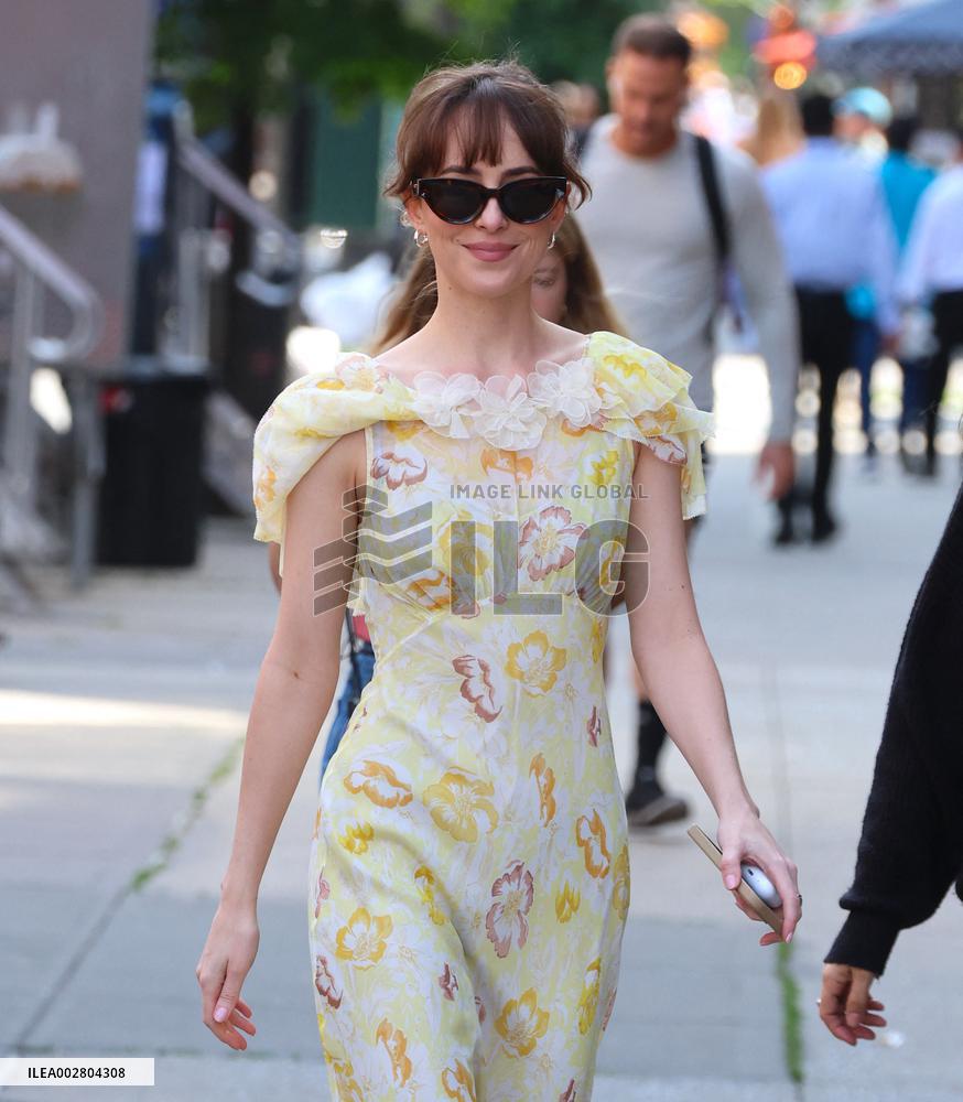 Dakota Johnson on set in New York