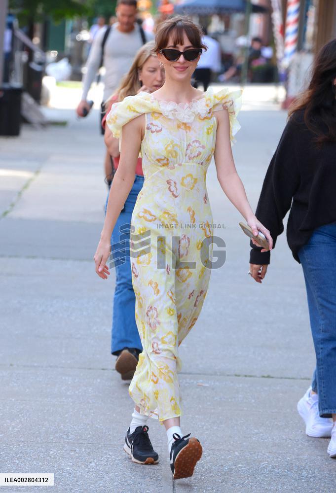 Dakota Johnson on set in New York