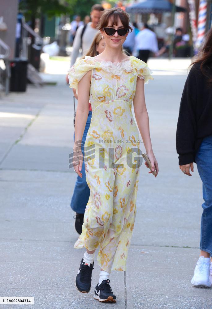 Dakota Johnson on set in New York