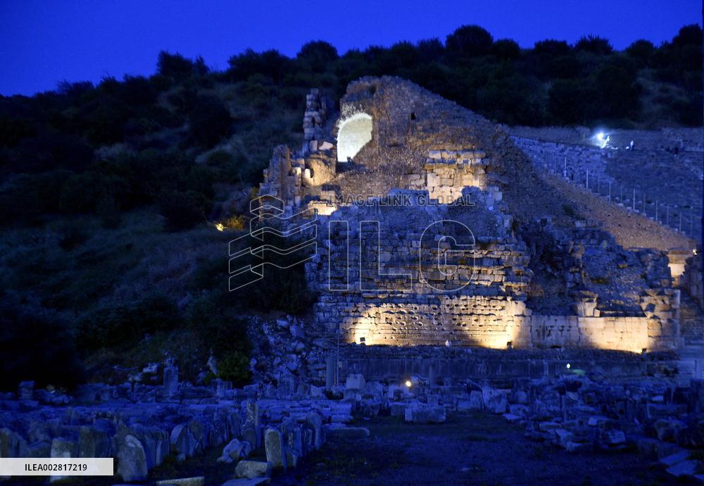 Ephesus Ancient City Under The Moonlight - Turkey