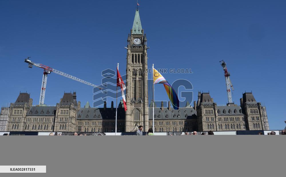 Justin Trudeau Attends Flag-raising Ceremony For Pride - Ottawa