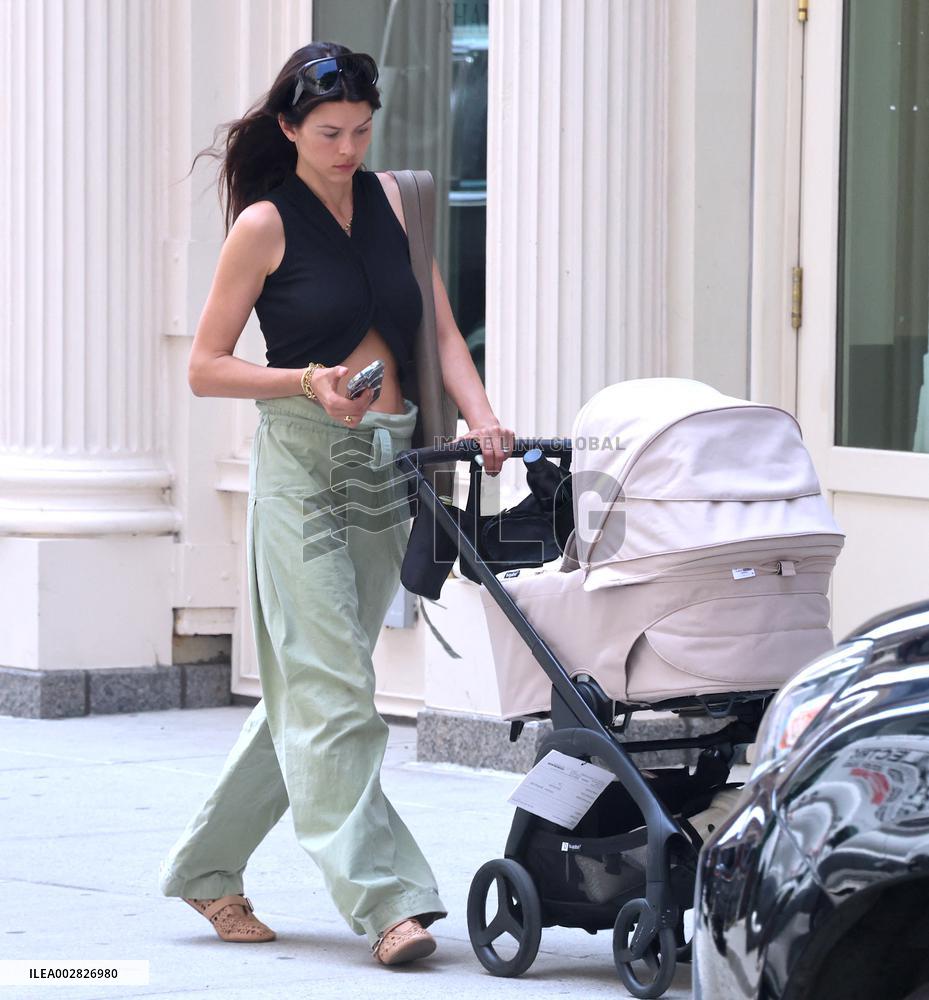 Georgia Fowler Strolling With Her Baby - NYC