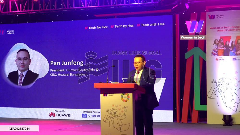 China's Huawei awards winners of "Women in Tech" competition in Bangladesh