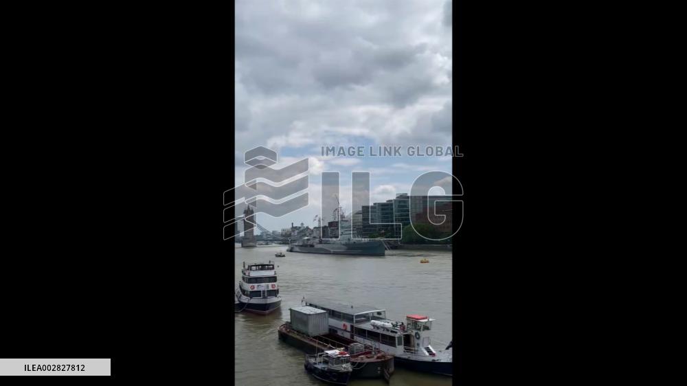 UK: HMS Belfast Commemorates 80th Anniversary Of D-Day With Gun Salute