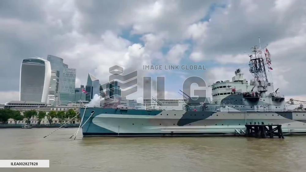 UK: HMS Belfast Commemorates 80th Anniversary Of D-Day With Gun Salute 3