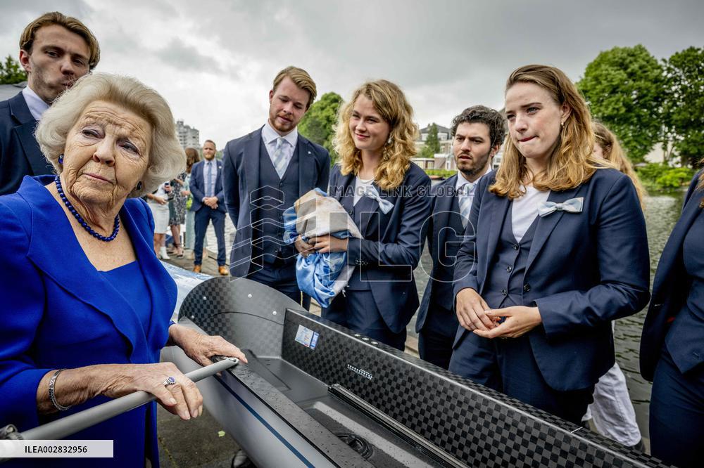 Princess Beatrix Christens A New Competition Boat  - Leiden