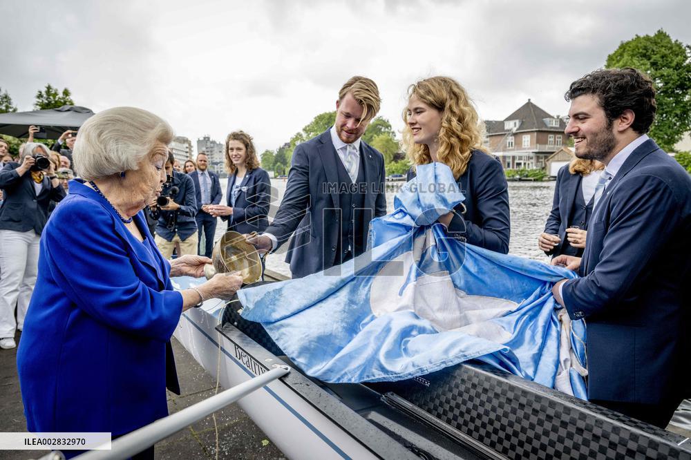 Princess Beatrix Christens A New Competition Boat  - Leiden