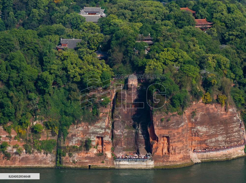 (FlyOverChina) CHINA-SICHUAN-WORLD HERITAGE-LESHAN GIANT BUDDHA (CN)