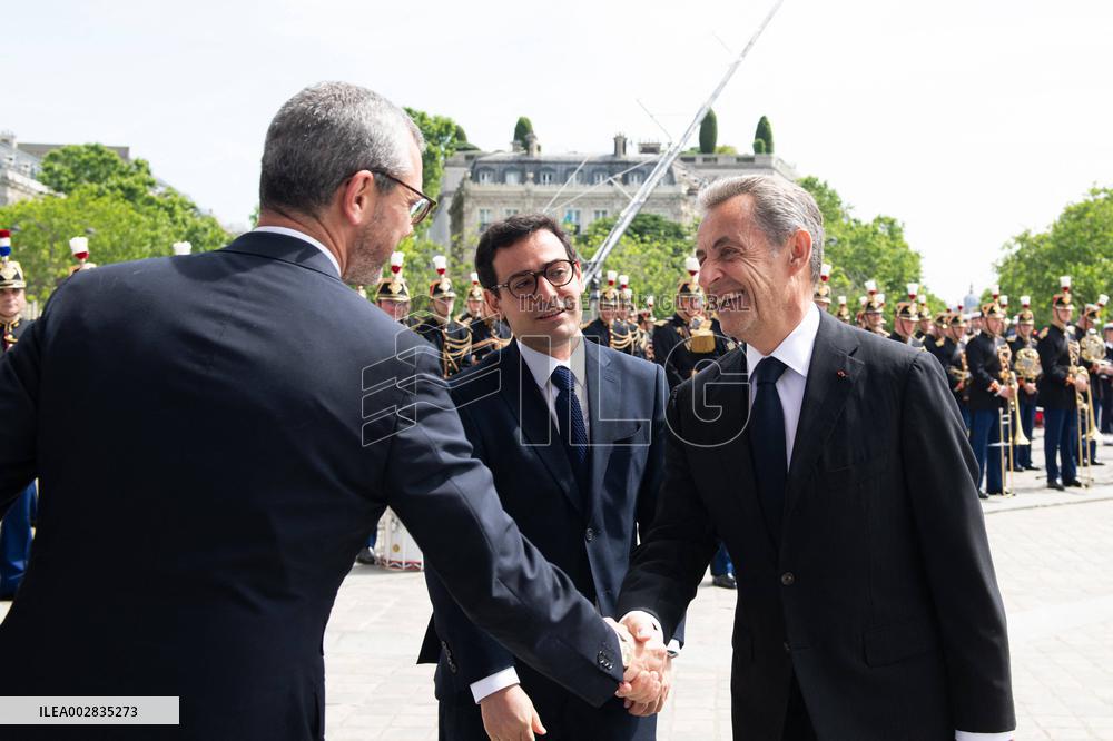 Presidents Macron And Biden At Arc de Triomphe Ceremony - Paris