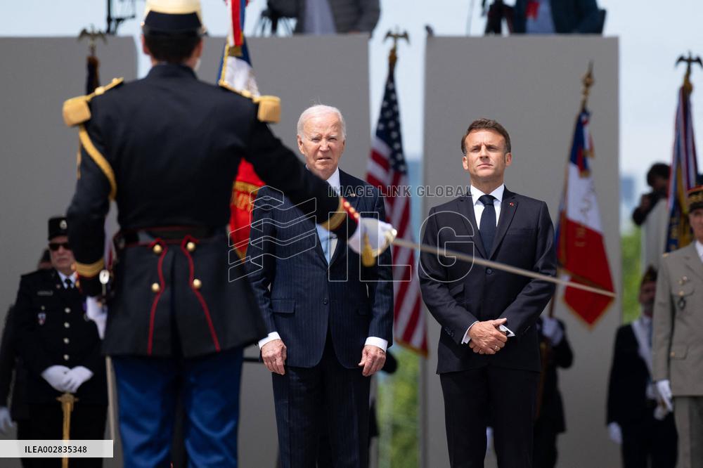 Presidents Macron And Biden At Arc de Triomphe Ceremony - Paris