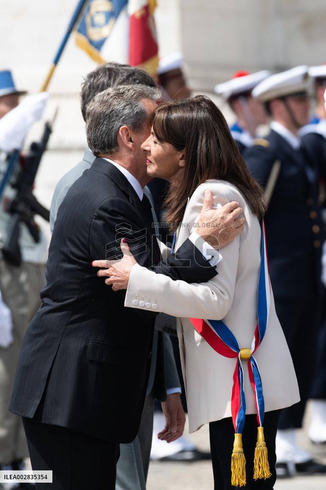 Presidents Macron And Biden At Arc de Triomphe Ceremony - Paris