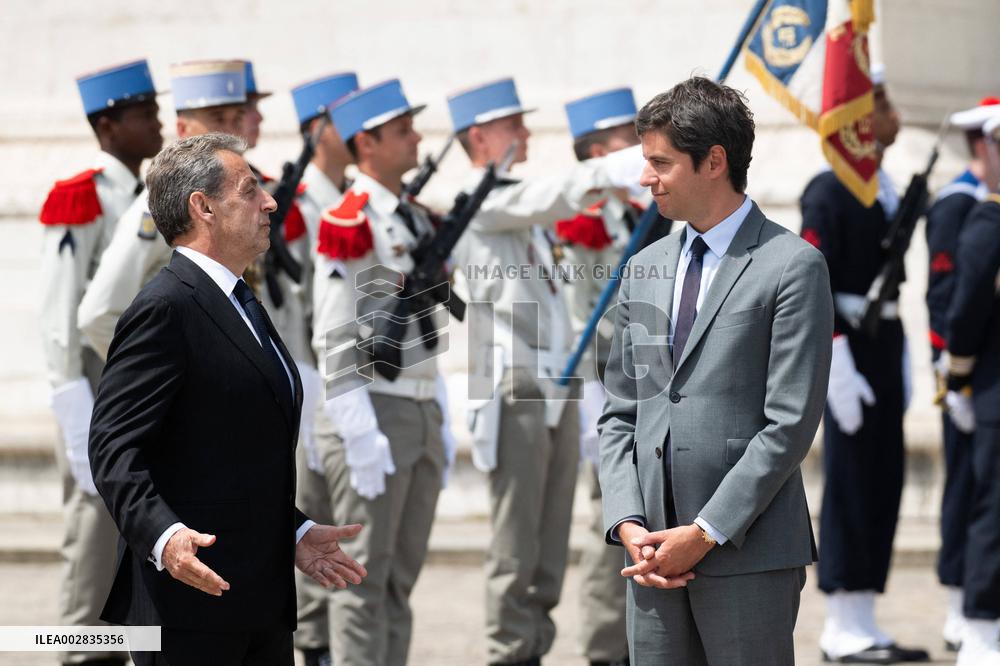 Presidents Macron And Biden At Arc de Triomphe Ceremony - Paris