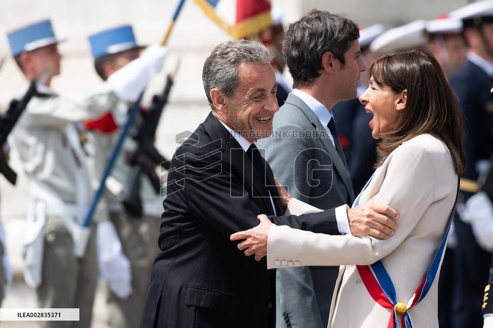 Presidents Macron And Biden At Arc de Triomphe Ceremony - Paris