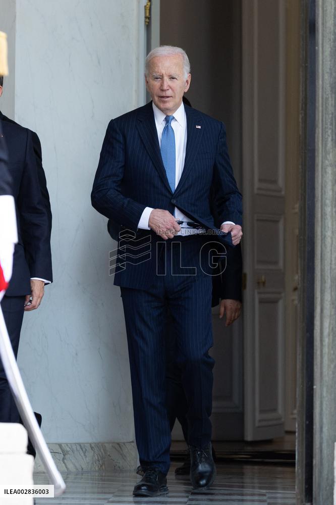 Joe Biden leaves the Presidential Elysee Palace - Paris