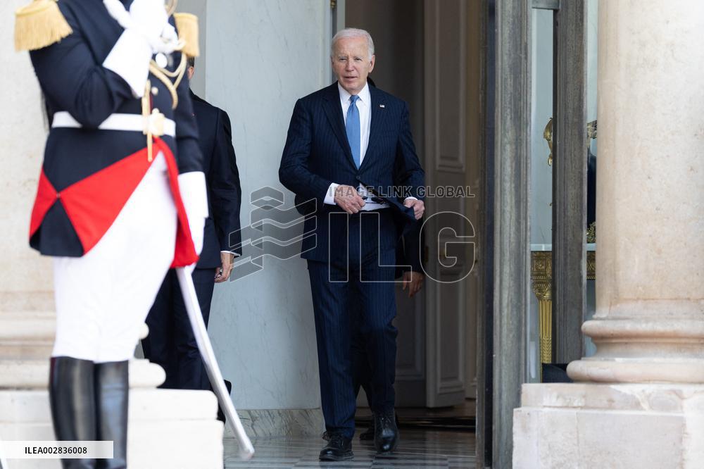 Joe Biden leaves the Presidential Elysee Palace - Paris