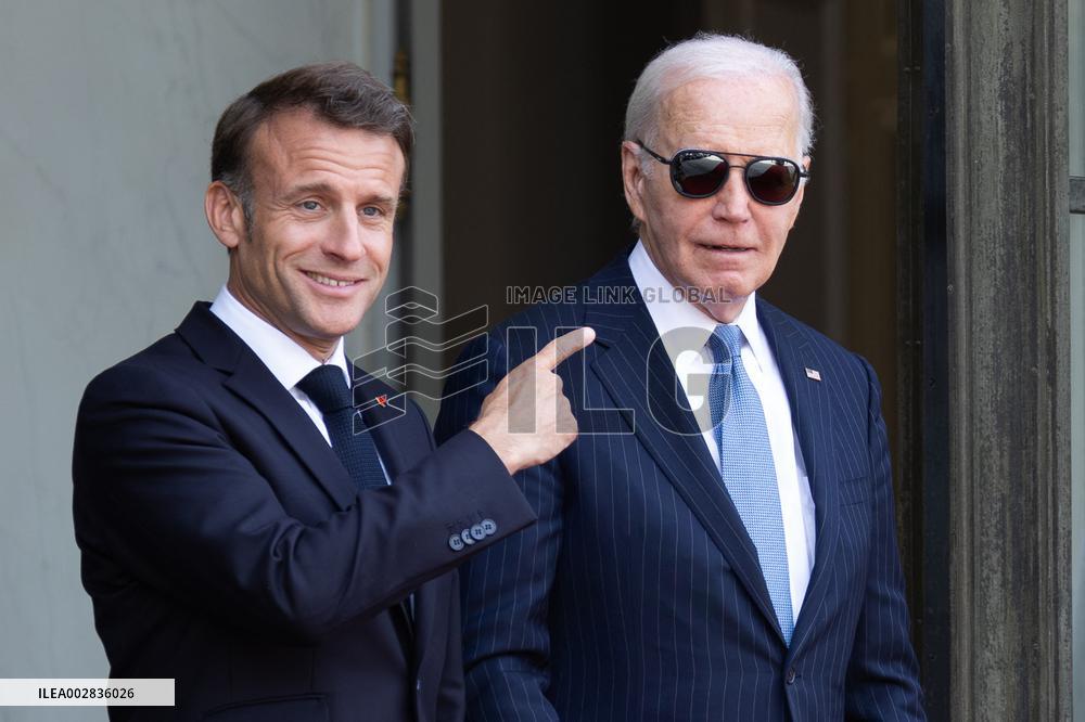 Joe Biden leaves the Presidential Elysee Palace - Paris