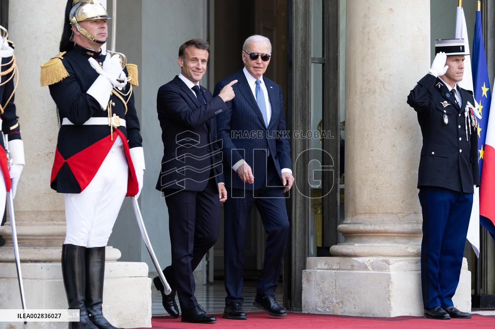 Joe Biden leaves the Presidential Elysee Palace - Paris