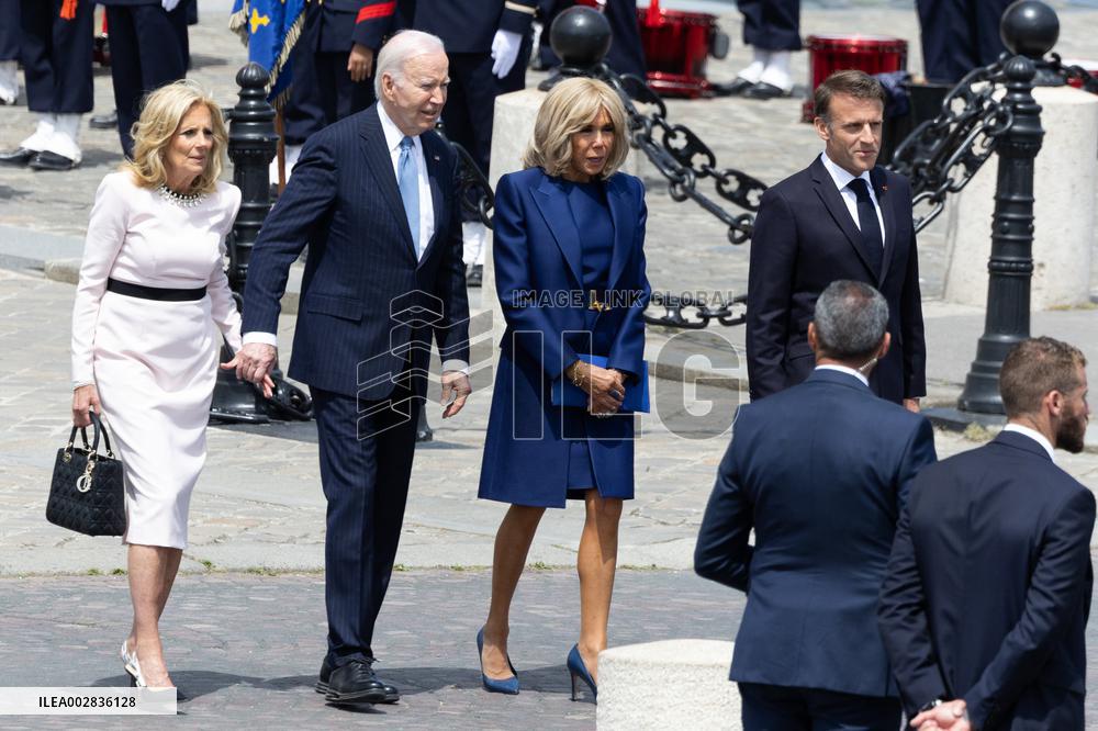 Joe Biden takes part in a Ceremony at the Arc de Triomphe - Paris