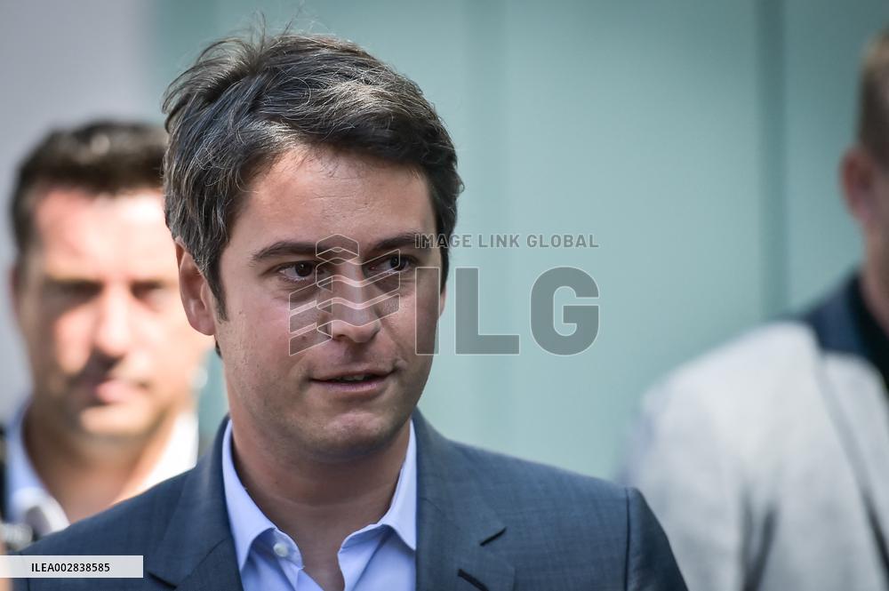 French PM Gabriel Attal votes for European Parliament Elections in Paris FA