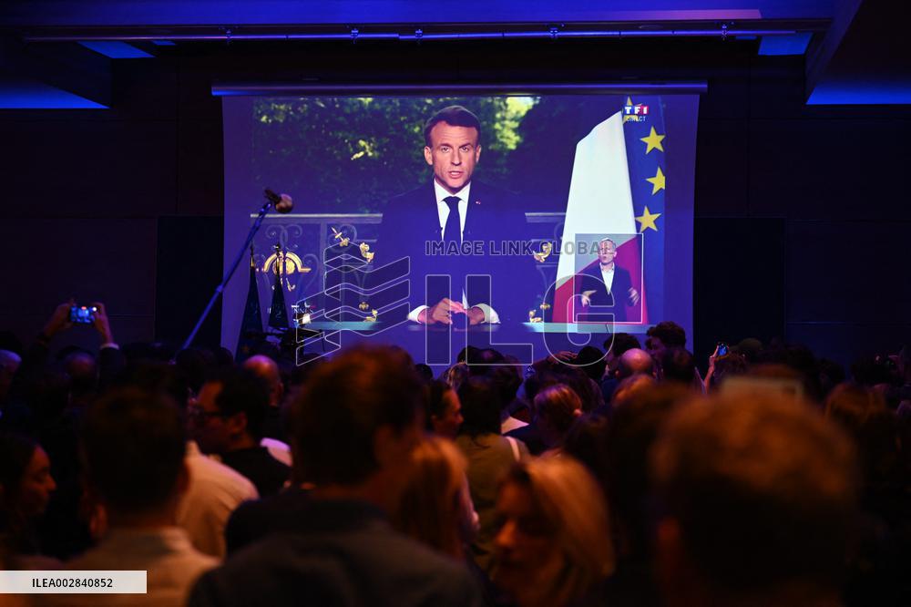 Macron Delivers a Speech After Results European Parliament election - Paris