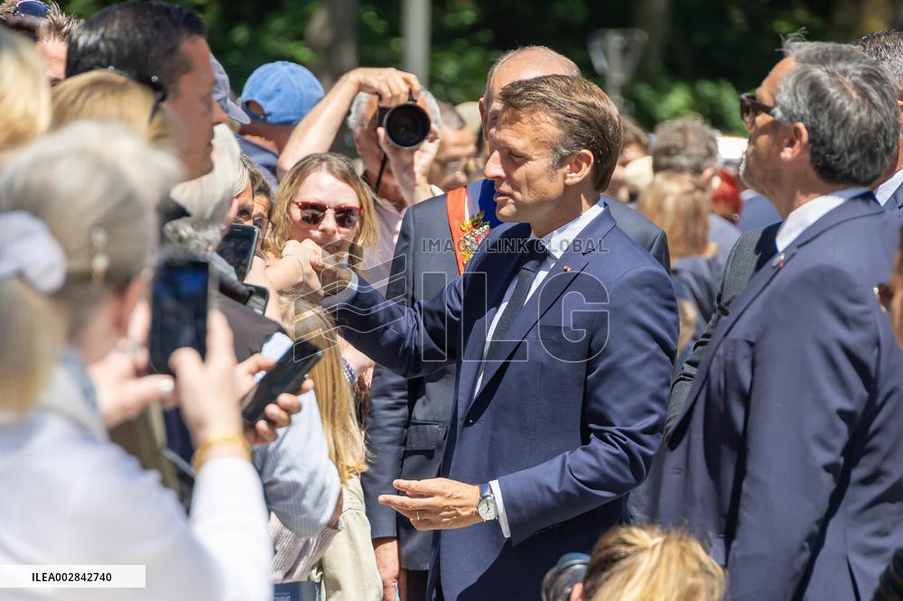 President Macron Outside A Polling Station - Le Touquet
