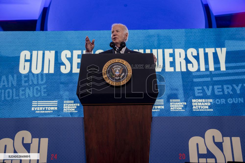President Biden delivers remarks at "Gun Sense University" conference at the Hilton