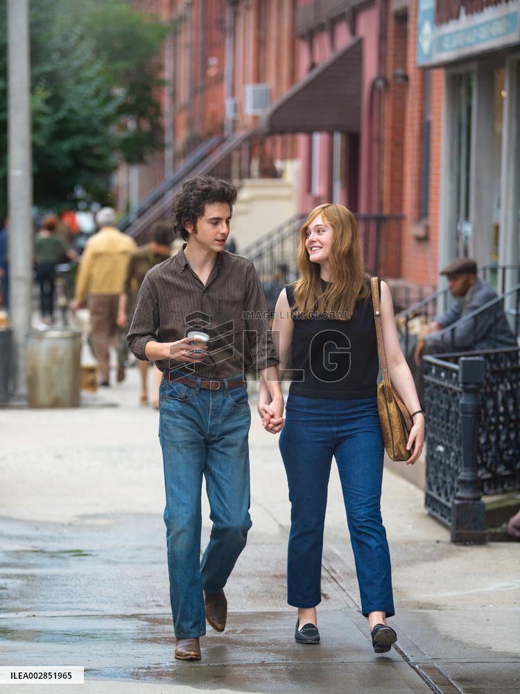 Timothee Chalamet And Elle Fanning On Set - NYC