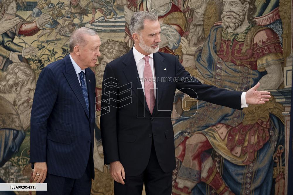 King Felipe VI Meets With Recep Tayyip Erdoga - Madrid