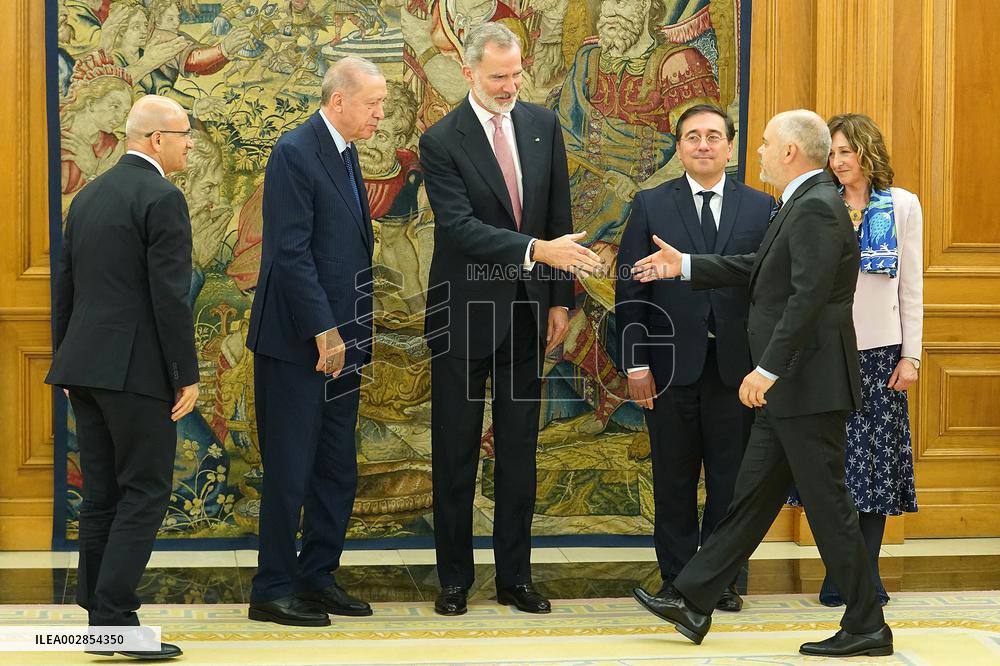 King Felipe VI Meets With Recep Tayyip Erdoga - Madrid