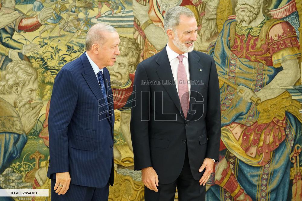 King Felipe VI Meets With Recep Tayyip Erdoga - Madrid