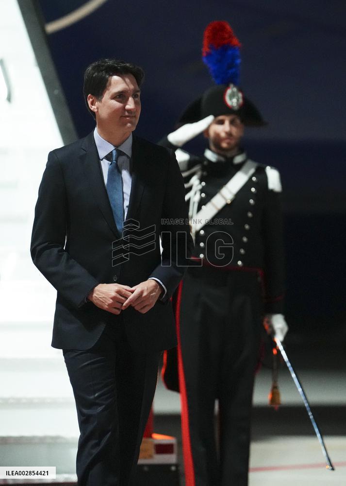 Justin Trudeau Arrives To Attend The G7 Summit - Italy