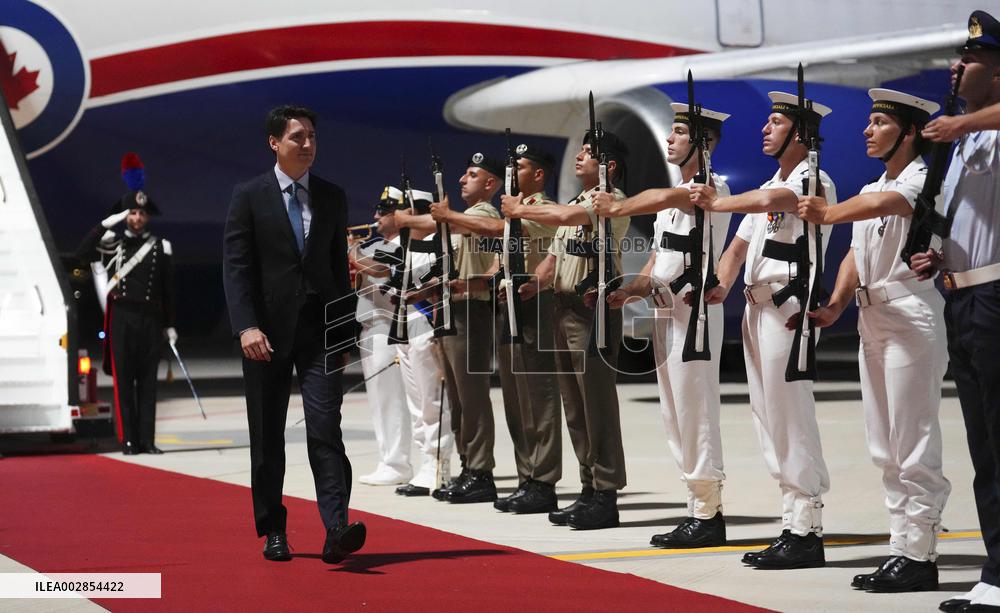Justin Trudeau Arrives To Attend The G7 Summit - Italy