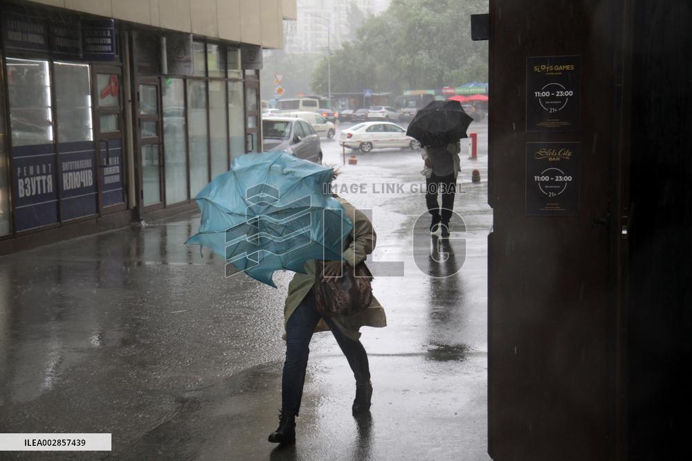 Heavy downpour in Kyiv