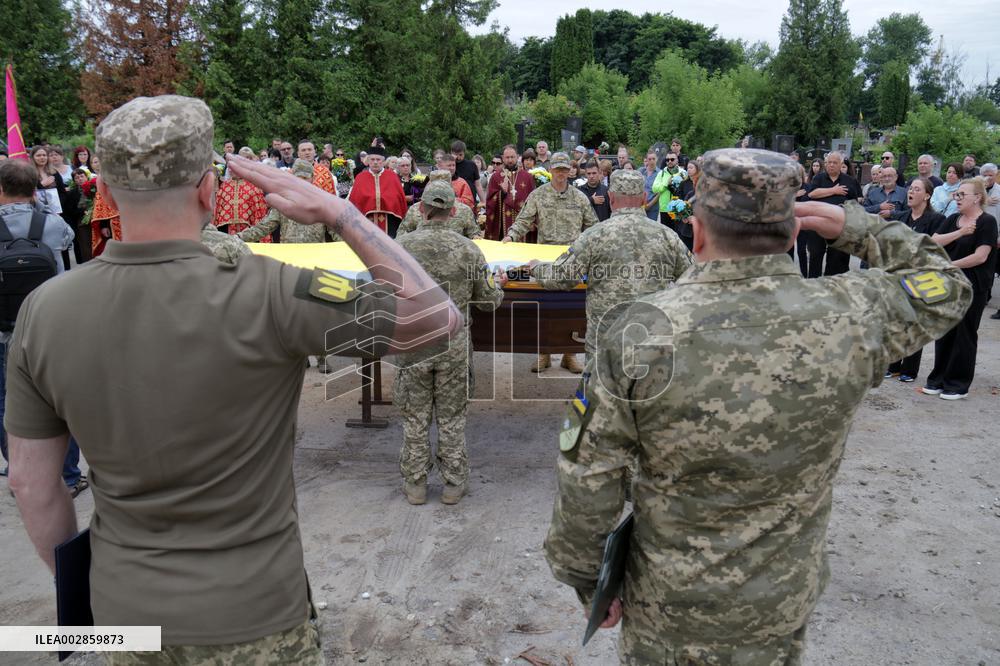 Funeral of Ukrainian defender Artur Snitkus in Ternopil