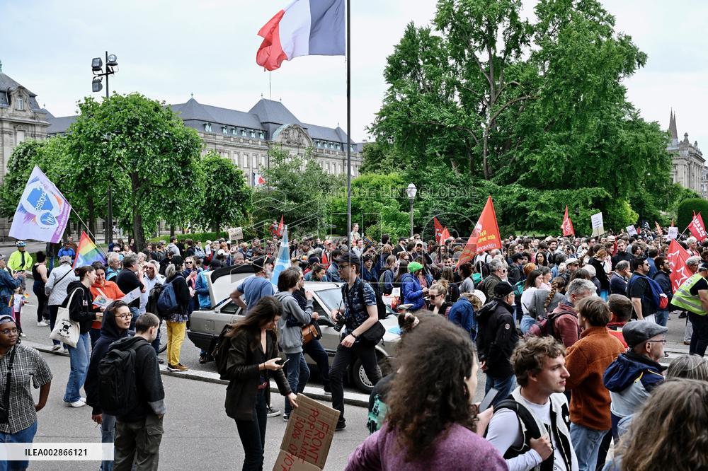 Nouveau Front Populaire Demonstrate - Strasbourg