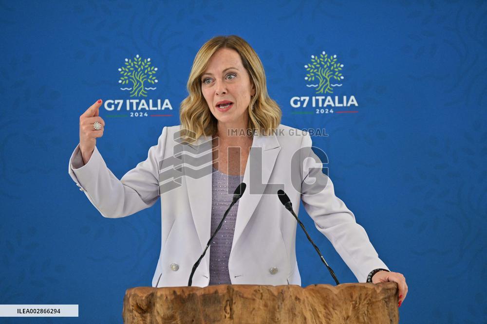 Giorgia Meloni Holds G7 Final Press Conference - Italy