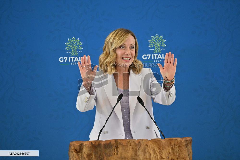 Giorgia Meloni Holds G7 Final Press Conference - Italy