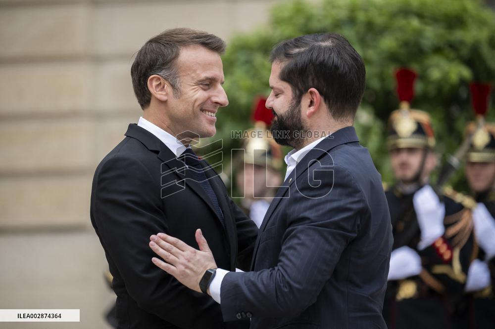 President Macron Meets Chilean President - Paris