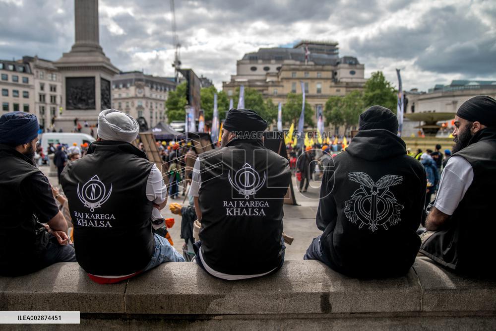 Sikhs Demonstrate At Trafalgar Square - London
