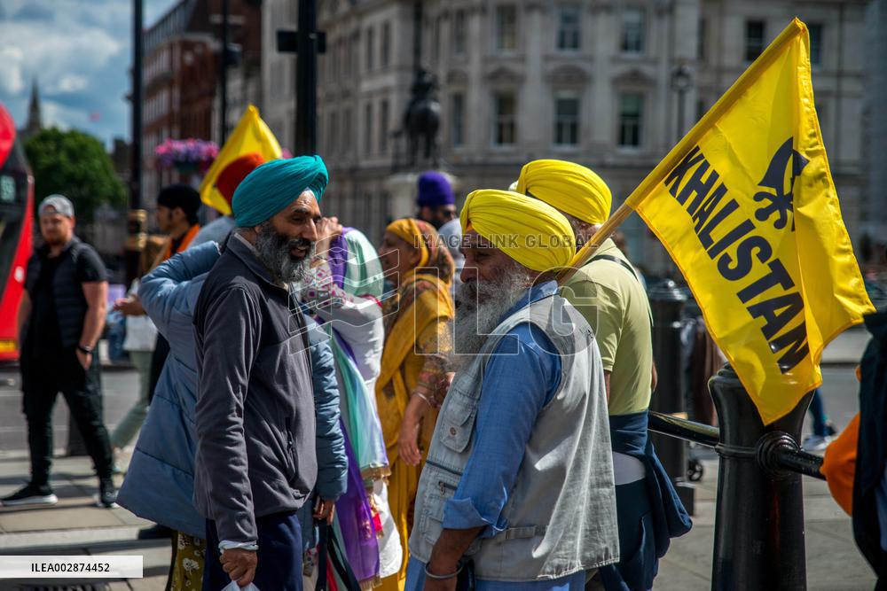 Sikhs Demonstrate At Trafalgar Square - London