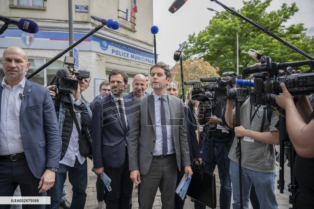 Gabriel Attal Campaigns In Le Perreux-sur-Marne
