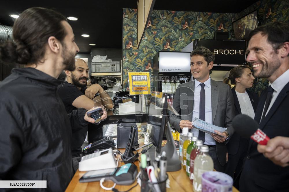 Gabriel Attal Campaigns In Le Perreux-sur-Marne