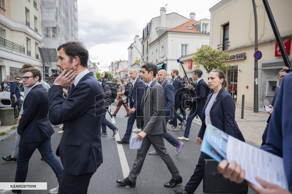 Gabriel Attal Campaigns In Le Perreux-sur-Marne