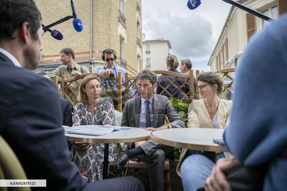 Gabriel Attal Campaigns In Le Perreux-sur-Marne