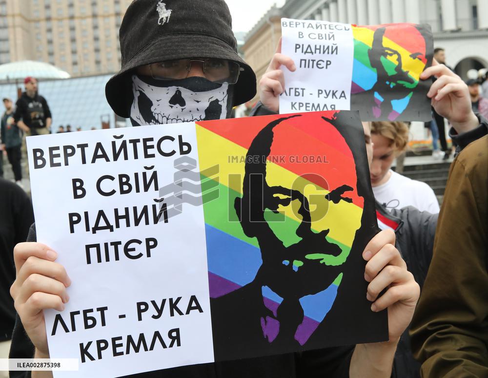 Protest against Equality March and LGBT in Kyivs Maidan Nezalezhnosti