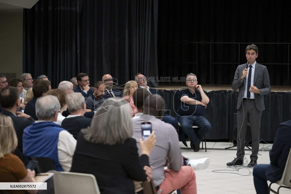 Gabriel Attal  - campaign meeting in Saint-Jean-les-Deux-Jumeaux