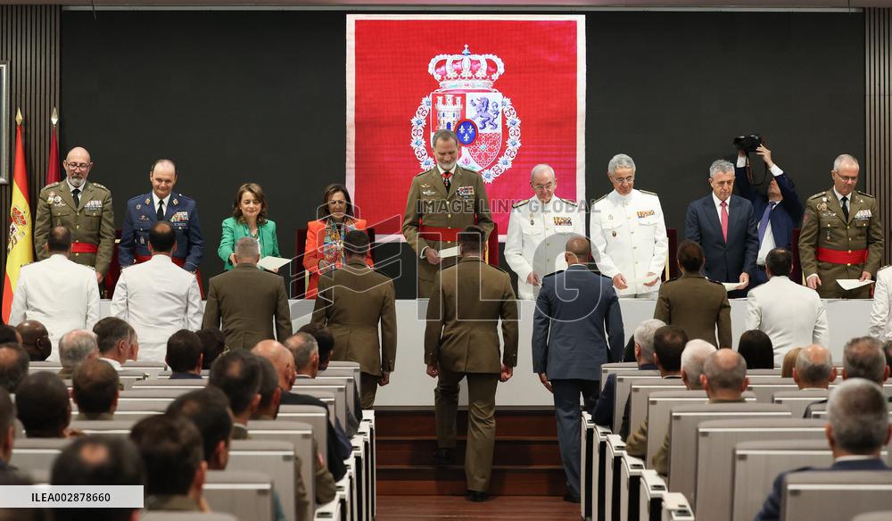 King Felipe At Armed Forces High School Ceremony - Madrid